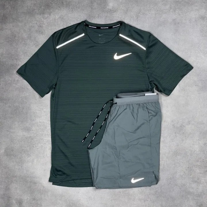Ensemble Running – Vert foncé / Gris